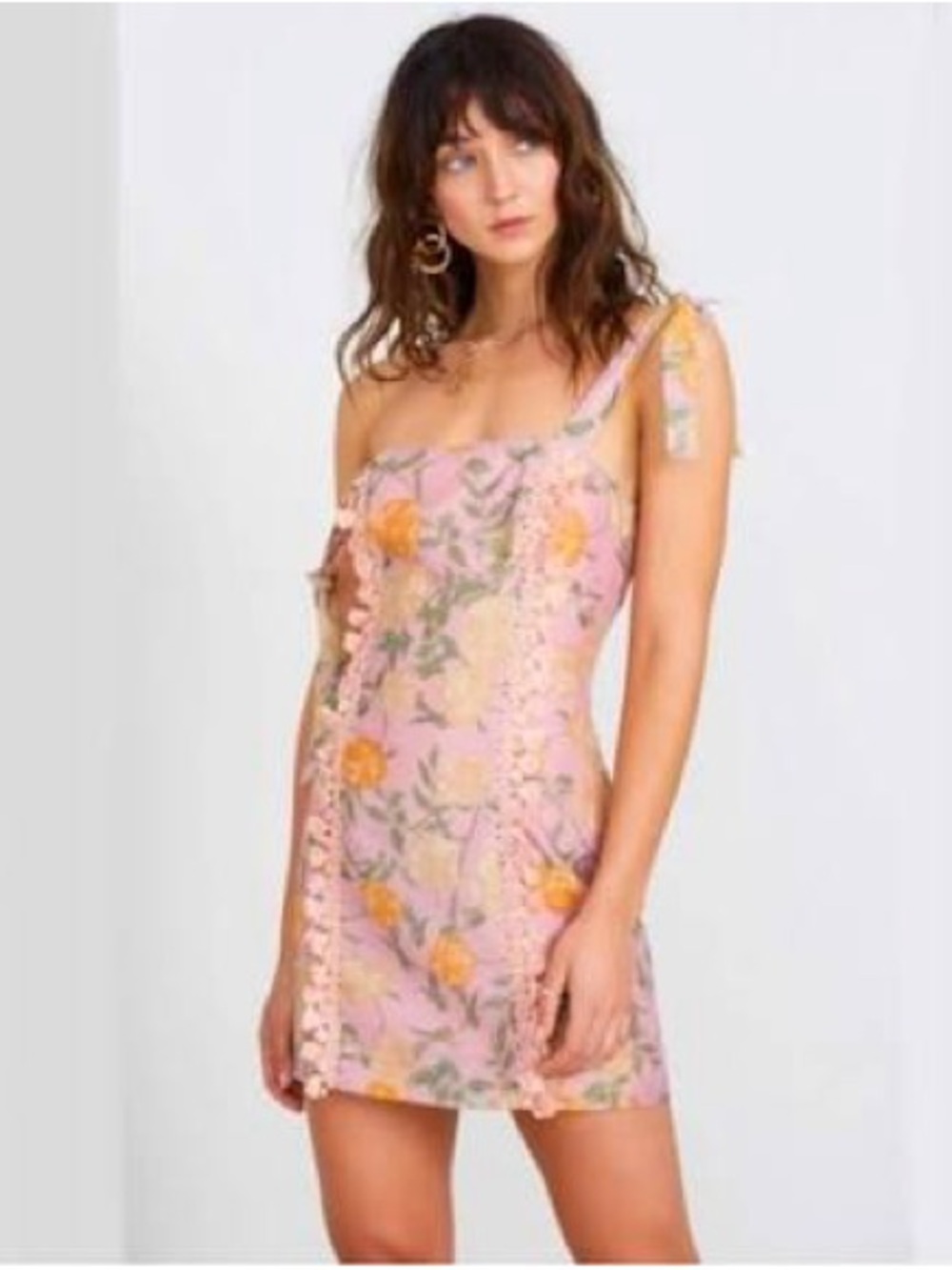 FINDERS KEEPERS Petal Rose mini dress dusty pink floral size Large